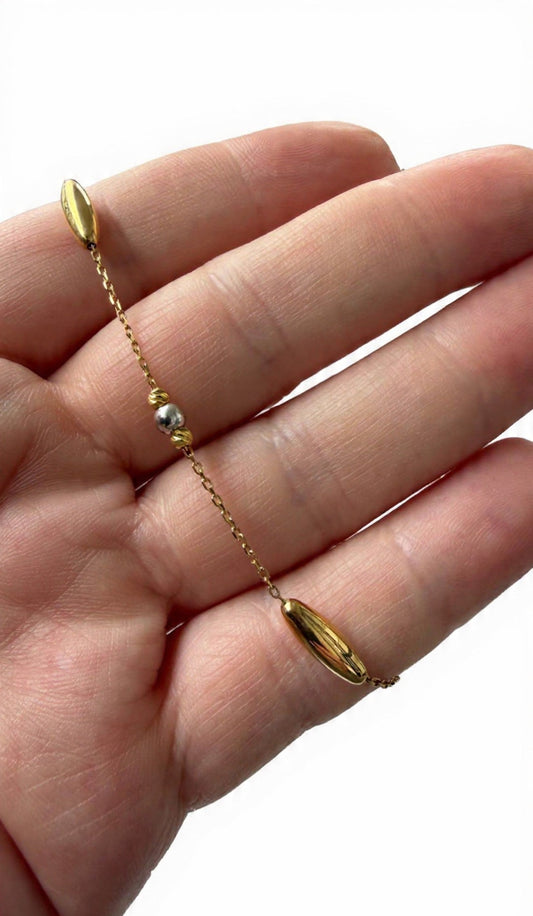 Gargantilla de Eslabones Ovalados con esferas en Oro Blanco